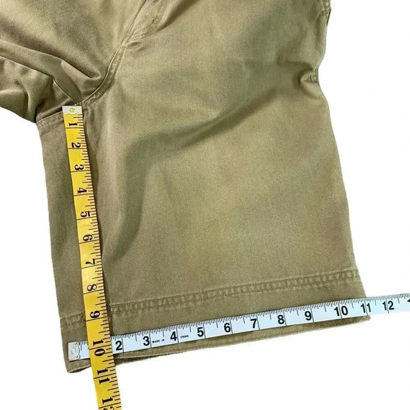 London & London Canvas Bermuda Mid Rise Jeans Shorts Straight Leg Size 10 Khaki - Picture 8 of 10
